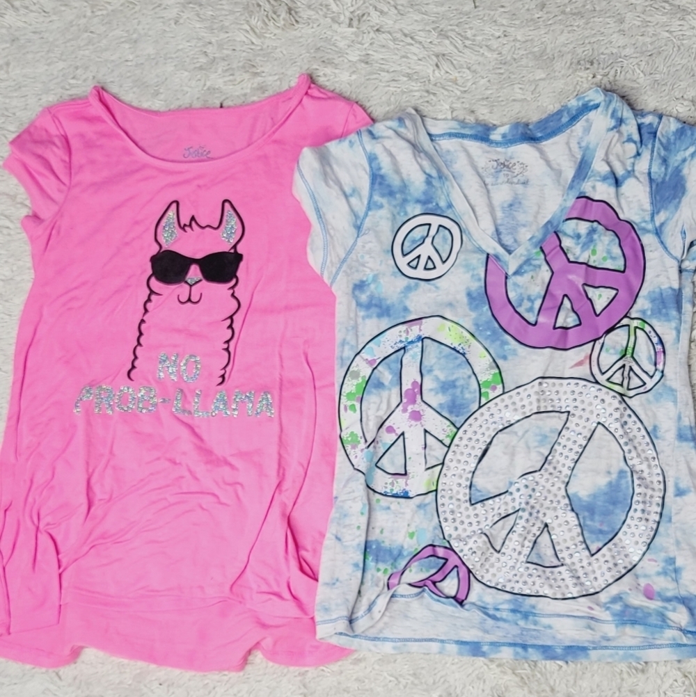 Justice girls 2 Llama peace tops shirts sz 8/10